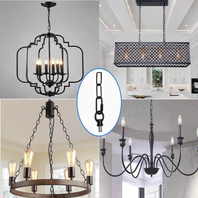 RddenIy 5.6 Feet Heavy Duty Pendant Light Fixture Chain, Permits Installation of Chain-Hung Fixtures on High Ceilings with Max Fixture Weight of 65 Pounds-Black - Image 5